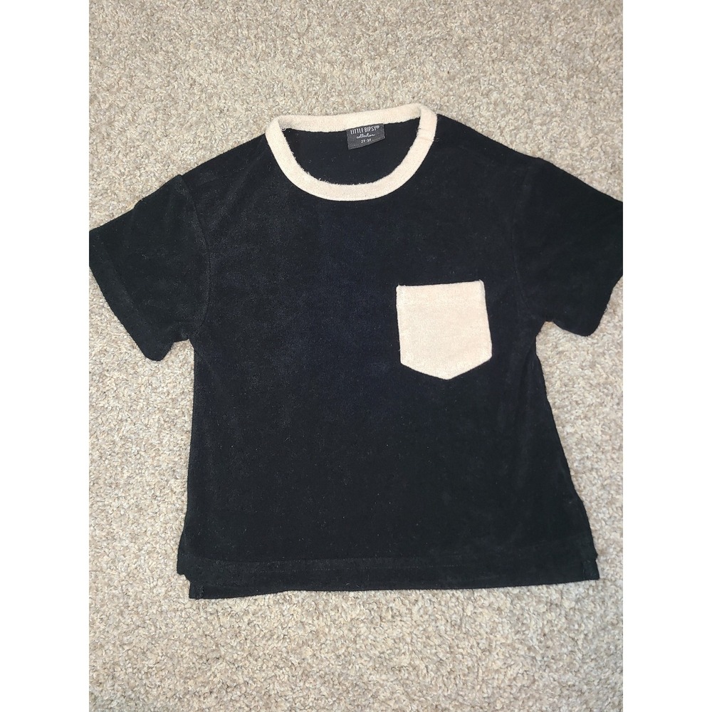 Little Bipsy black terry cloth tee size 2-3t